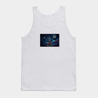 Eiffel tower under glowing stars and beautiful night sky. Tank Top